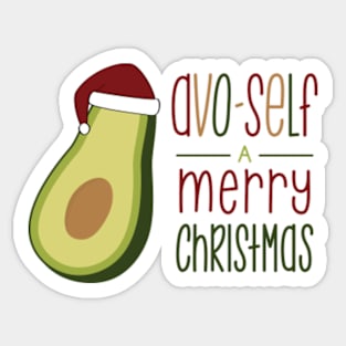 Avo-Self A Merry Christmas, Avocado In Santa Hat © GraphicLoveShop Sticker